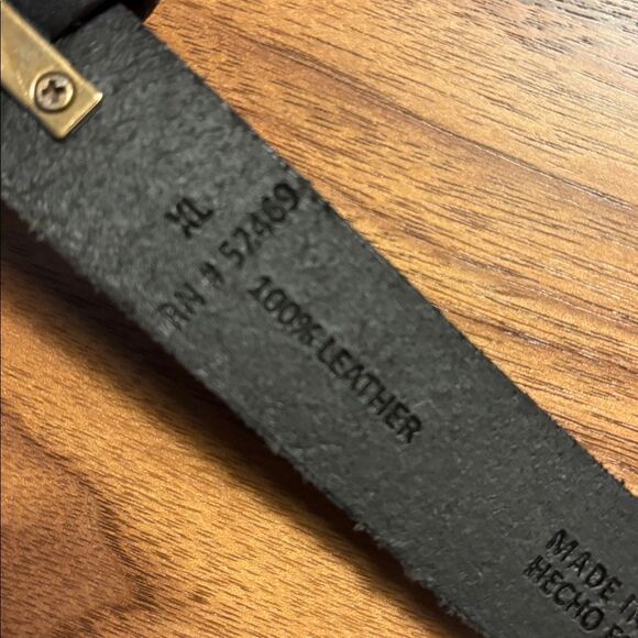 Unique Black Leather Belt with long belt holes - XL